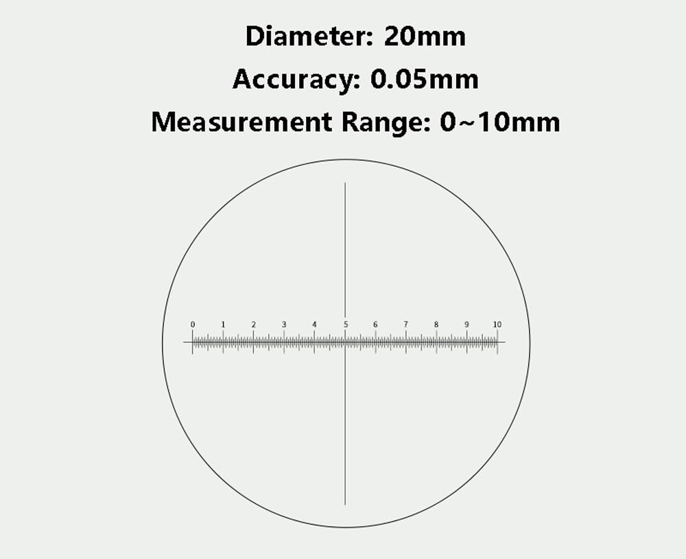 Okularmikrometer for genaue mikroskopische Messungen – for metallografische Analyse 1 Stück(20mm//0.05mm//0-10mm)