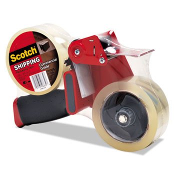 Packaging Tape Dispenser with 2 Rolls of Tape, 1.88" x 54.6yds, 2/Pack
