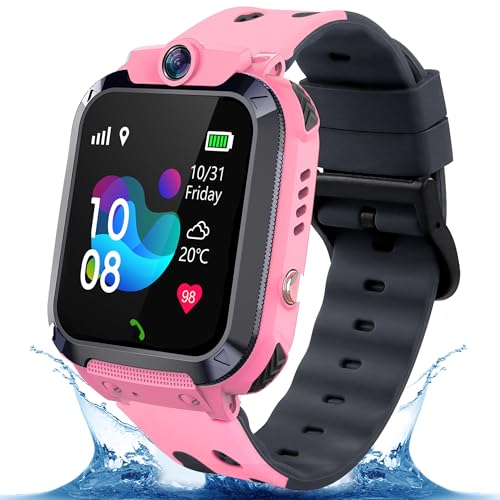 Reloj Inteligente Niña GPS, Smartwatch Niños Niñas con Localizador y Llamada Teléfono, SOS, SMS, Cámara, Chat, Juegos, Modo Clase, Despertador, IP68 Reloj Inteligente Niños Niñas Regalo para 4-12 Años