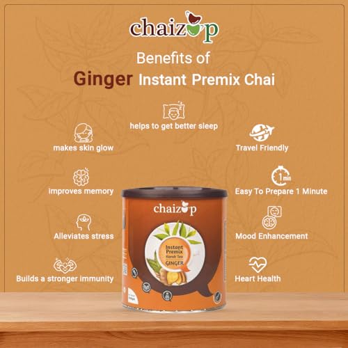Image of Chaizup Premium 1 Min Instant Ginger Tea Premix - 500 Gram Can|Ginger Flavours|Approx. 35 Servings