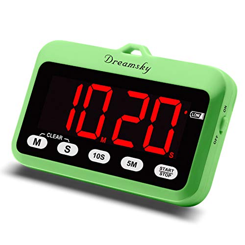 DreamSky Digital Kitchen Timer with Large Red Number Display Count UpDown Timer Magnetic Back Foldout Stand Battery Operated Timer for Cooking BBQ Sports Easy Operation