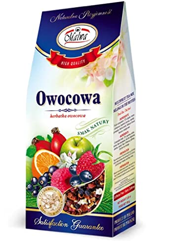 Multifruit Tea Mix by Malwa (Herbatka Owocowa) 100g/3.52oz Apple Rowan Chokeberry Hawthorn Pineapple Blackcurrant Rosehip Hibiscus Orange - Non Caffeine - Product of Poland