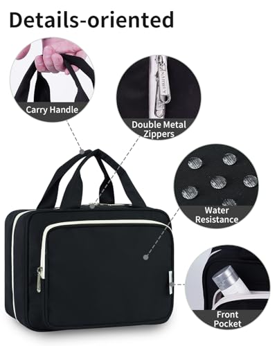 Image of Narwey Large Hanging Toiletry Bag Travel Makeup Bag Cosmetic Organizer for Women and Girls, AB-Black, Medium