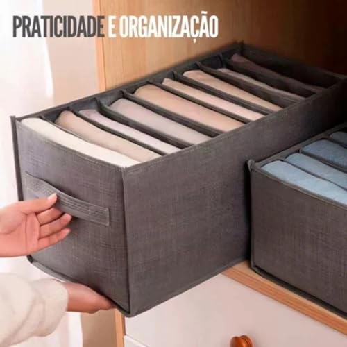 Kit 3 Organizadores de Roupas Com 9 Divisórias para Roupas, Gavetas, Guarda-Roupas, Closet, Armários