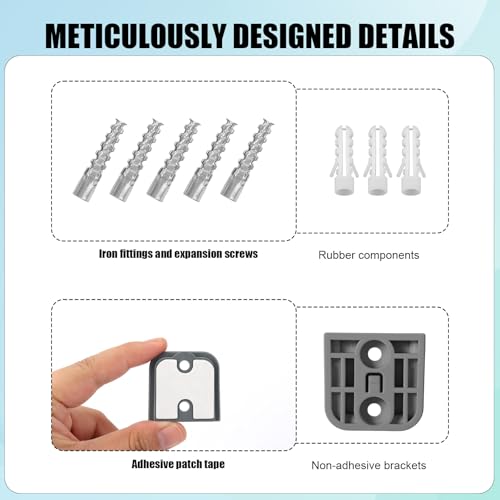 2 Sets Baby Safety Gate Replacement Parts, Extension Mounting Accessories with 4 Latches 4 Brackets & Screws for Mesh and Retractable Child/Pet Safety Gate Wall Mounting Hardware Set (Gray)