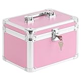 xydstay Medicine Lock Box, First Aid Medication Cabinet for Safe Storage, Medical Locking Metal Box with Key, 8.5''x 6.1''x 5.5'', Pink