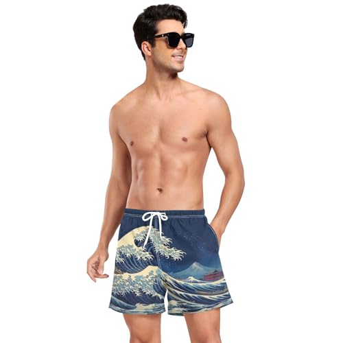 Great Wave Mens Swim Trunks with Compression Liner 4.7" Inseam Quick Dry Lightweight Swimming Shorts#2413