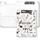 QLMX Dog Animal Clipboard Folio with Storage, Cute Dogs Decorative Clipboard Folder, Puppy Dog Clipboards for Women Kids, Life is Better with Dogs Gifts Office School Supplies, 12.4x9.2In