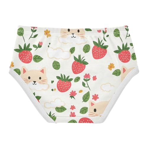 Wusikd Cartoon Cat Girls' Underwear Cotton Flower Heart Girls Briefs Soft Toddler Underwear 2T2