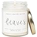 Leaves Natural Soy Wax Candle Glass Jar Scented Apples Orange Cinnamon Cloves White Musk Nectar Made in USA Lead Free Cotton Wick Modern Rustic Decor Bathroom Accessories Fall Home Decor Autumn Season