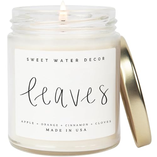 Sweet-Water-Decor-Leaves-Candle-Autumn-Cinnamon-Apple-Fall-Scented-Soy-Candles-for-Home-9oz-Clear-Jar-40-Hour-Burn-Time-Made-in-the-USA