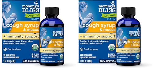 Image of Mommy's Bliss Organic Baby Cough Syrup and Mucus + Immunity Support, Contains Organic Agave and Ivy Leaf, Made for Babies 4 Month+, 1.67 Fluid Ounces (Pack of 2)