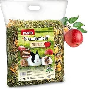PANTO Apfelwiese 5x750g - Heu mit Apfelstücken, rohfaserreiches Nagerfutter & Kaninchenfutter, ideal zur täglichen Fütterung, fördert den natürlichen Zahnabrieb