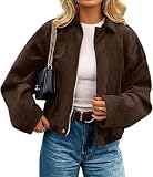 Womens Faux Suede Jackets Fall Outfits Coat Open Front Cropped Jacket