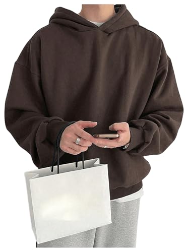 SOLY HUX Men's Hoodies Sweatshirt Collar Hoodies Pullover Casual Drop Shoulder Basic Pullover Sweatshirt with Hood