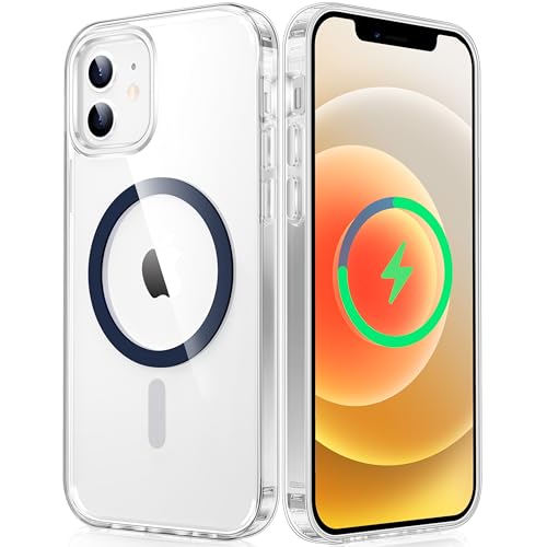 FNTCASE for iPhone 12 Clear Case: for iPhone 12 Pro Magnetic Military Grade Drop Protection Anti Yellowing Cell Phone Cover - Rugged Durable Shockproof Protective Bumper