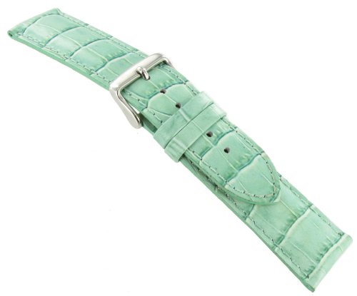 24mm DB Baby Crocodile Grain Light Green Padded Stitched Watch Band Regular