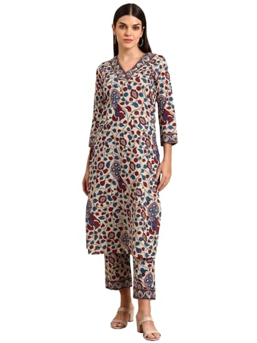 Image of ANNI DESIGNER Women's Rayon Blend Straight Printed Kurta With Pant