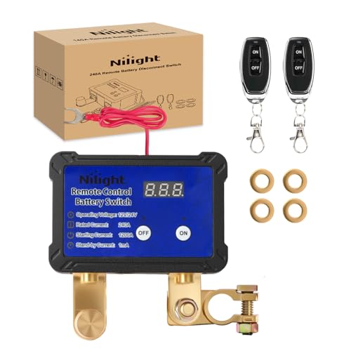 Nilight 240A Remote Battery Disconnect Switch 12V 24V Car Smart Anti-Theft Kill Switches Upgrade Prevent Power Drain Wireless Remote Control Relay Fobs Voltmeter Display for Auto Cars Truck RV Boat