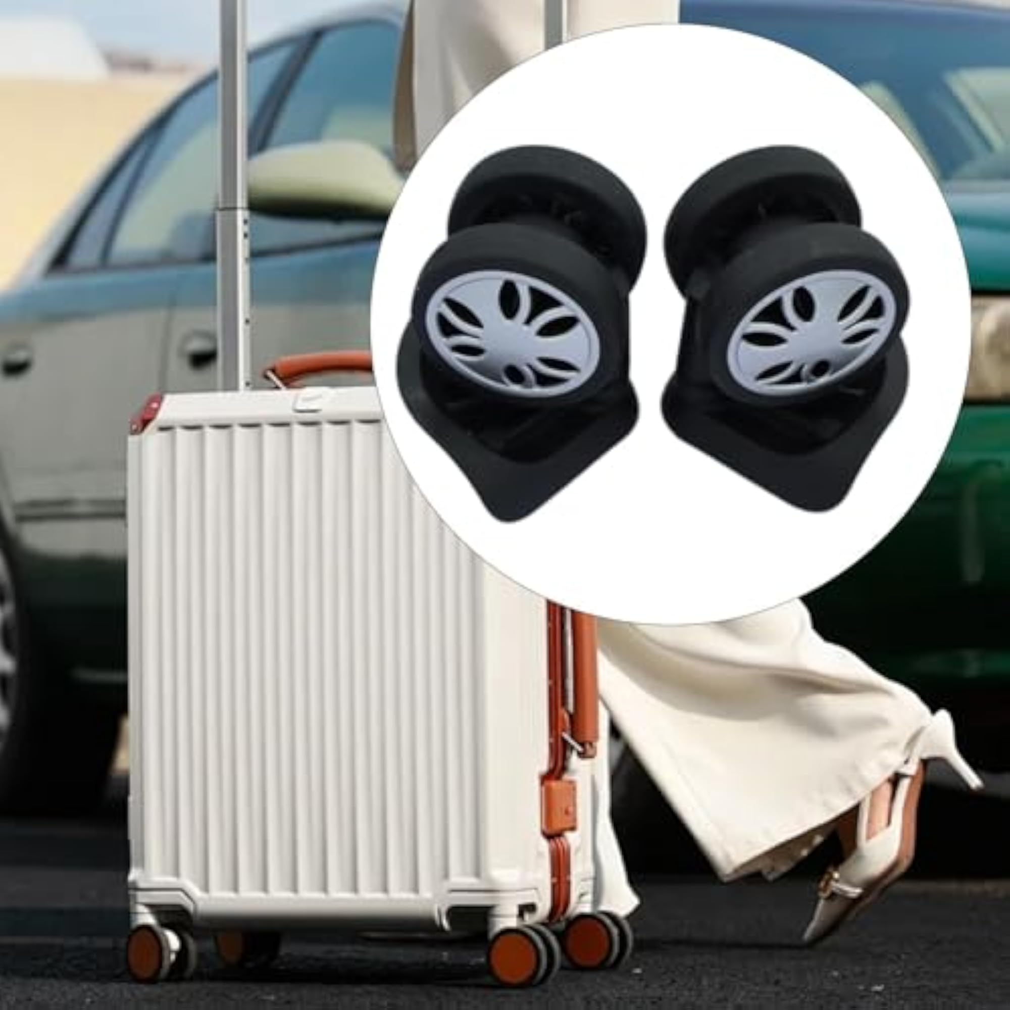 2Pcs Travel Suitcase Wheels Roller Trolley Casters