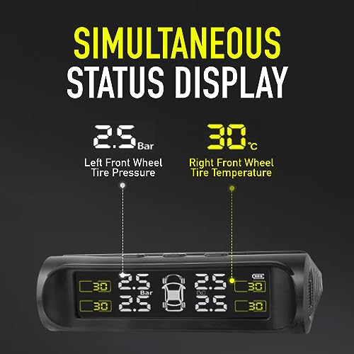 Foto de Airmoto Sistema de monitoreo de presión de neumáticos TPMS - Sistema de monitoreo de presión de neumáticos de RV con energía solar con 4 sensores para automóvil, motocicleta, remolque, bicicleta y más (imagen 6)
