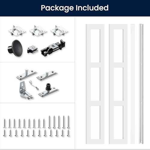 Image of Bifold Doors for 32 inch x 80 inch Opening,3-lite Tempered Frosted Glass
