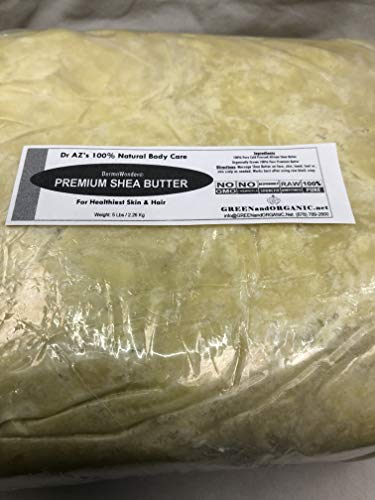 Pure African White Ivory Shea Butter 5Lbs Premium 100% Natural Virgin RAW Organic Grade A Unrefined Ghana Skin Beauty Care Face Body Hair Scalp Non GMO Natural Karite by GREENandORGANIC