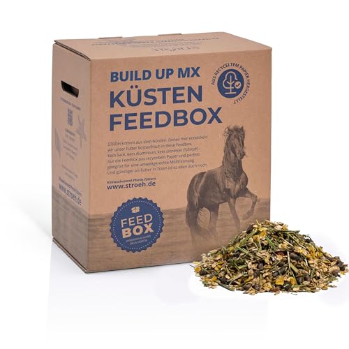 STRÖH Küsten Build up MX (30 kg Feedbox) • Hochwertiges Aufbaumüsli • Ideal für Sport- & Turnierpferde • Pferde Müsli mit Vitamin E, A, B12, D3, Biotin, etc. • Pferdefutter Müsli
