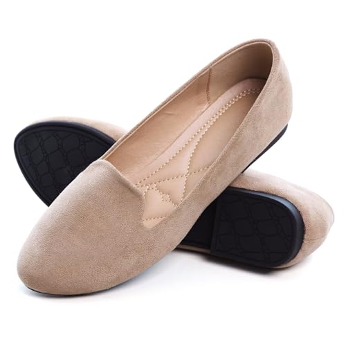 Image of Dear Time Women's Casual Loafers Flats Comfortable Round Toe Dress Shoes Slip On Ballet Flats for Women Work Office Shoes