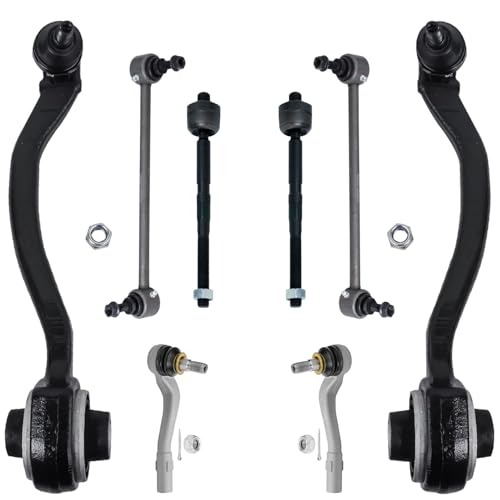 Image of Detroit Axle - Front End Kit for Mercedes-Benz C230 C240 C280 C320 C350 CLK320 CLK350 CLK500 CLK550, 2 Lower Rearward Facing Control Arms Ball Joint 2 Sway Bars 4 Outer Inner Tie Rods Replacement