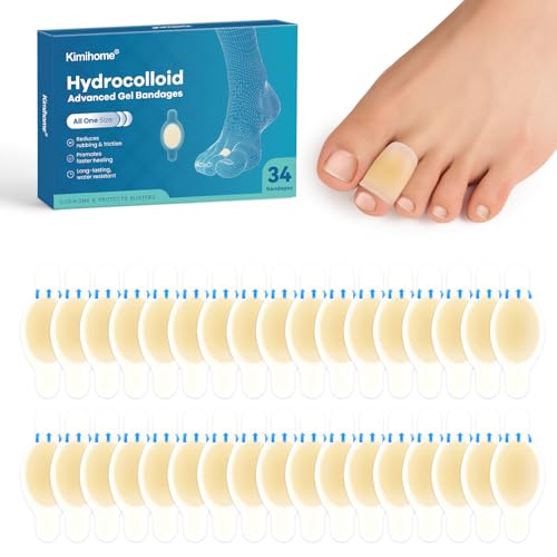 Parches Hidrocoloides Kimihome para Ampollas - 34 Unidades de Apósitos con Gel para Talones, Pies y Dedos - Alivio para Callos y Juanetes - Ideal para Viaje (Toe Pack)