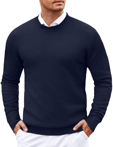 COOFANDY Men's Dress Crew Neck Sweater Lightweight Sweatshirts Knitted Pullover Casual Fashion Long Sleeve Sweater