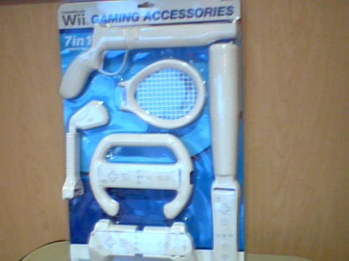 Zenex on the Move Wii Gaming Accessories 7-in-1 Sports Pack Blister Package Version Model#301-9713 for Nintendo Wii System---comes with Wii Tennis Racquet, Wii Golf Club, Wii Baseball Bat, Wii Pistol, Wii Steering Wheel, Wii Remote Grip, & Wii Remote Handle---user Friendly Snap-in Design Comfortable Converts Wii Controller Into 6 Different Gaming Kits---each of the Sets Are for Use with Compatible Wii Console Game. The Accessories Set Help Simulate the Corresponding Game Actions. (Nintendo Wii System Console Version)