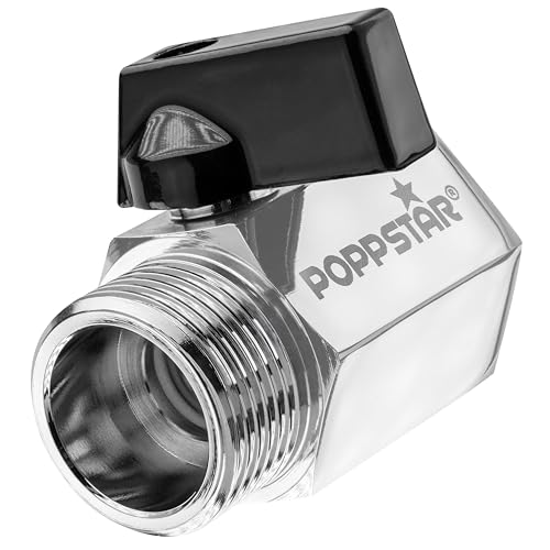 Poppstar Mini Kugelhahn 3/4 Zoll (IG 24 12 mm auf AG 26 44 mm) Messing verchromt