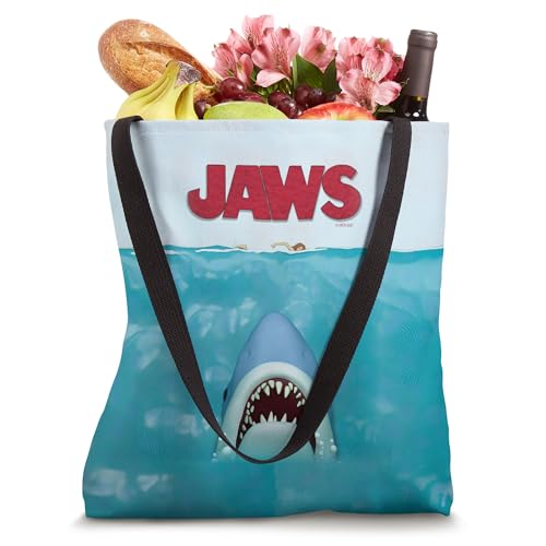 Bolso tote con diseño 3D del póster del 50.o aniversario de Jaws, frente y dorso miniatura 4
