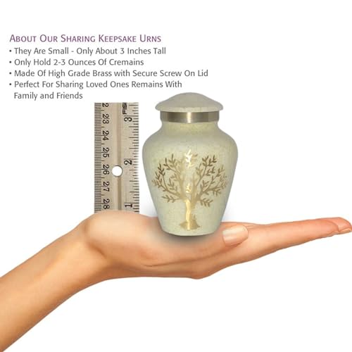 Image of Tree of Life Keepsake Small Keepsakes Urn for Human Ashes - Decorative Urn for Ashes Adult Female & Male, Funeral Urns - Pearl Marble
