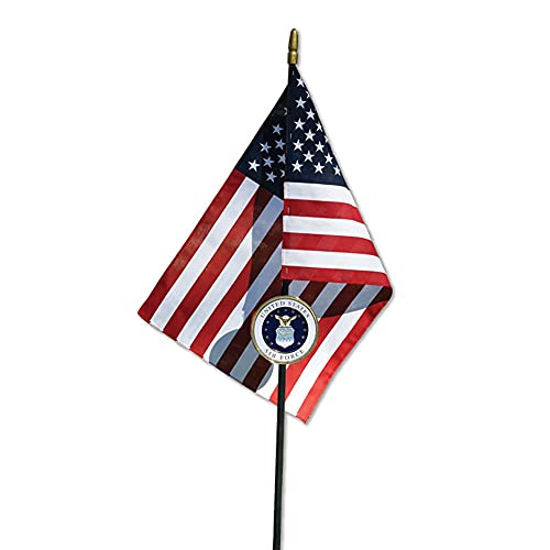 US Air Force Grave Veteran Marker with American Flag - 30" Tall Cemetery Graveside Memorial with Officially Licensed Military Seal - by Allied Flag