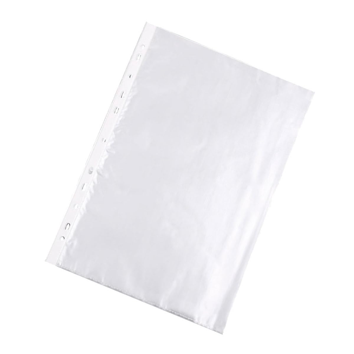 Hemobllo Protector de Hojas Transparente para Carpeta A4 11 Orificios, Bolsa de Pvc para Documentos, Paquete de 100 Unidades para Uso Escolar y Doméstico