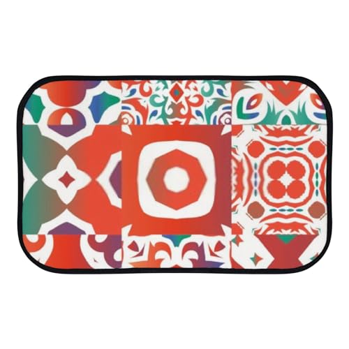 Nuansexi Bathroom Rugs Talavera Mexico Tiles Decor Floor Mats Non Slip Bathmat Doormat Tub Mat Coral Velvet Absorbent Entrance Carpet Mats Machine Washable Bedroom Decor