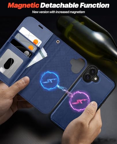 OCASE for iPhone 16 Case, Detachable 2 in 1 PU Leather Wallet Case with RFID Blocking, Wireless Charging, Card Holders - Image 3