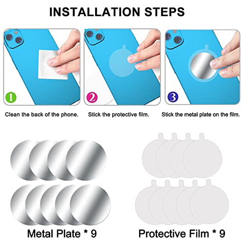 MOSUO 9 Pack Metal Plates for All Magnetic Car Phone Holder