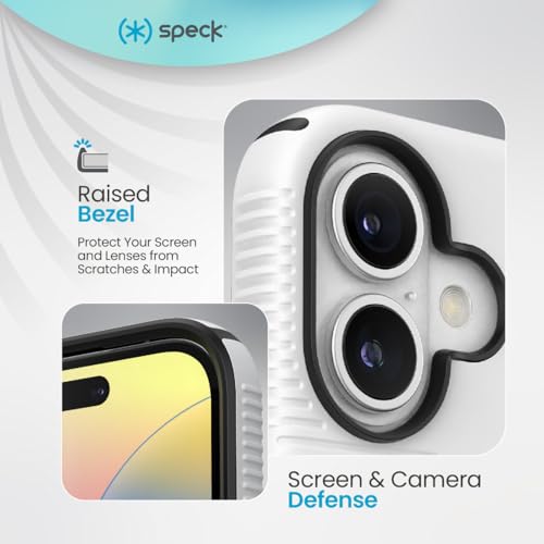 Image of Speck CandyShell Grip Case iPhone 16 - Slim MagSafe Case for Women and Men - White /Black