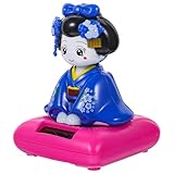 SEWACC 太陽光発電車用着物ドール 首振り装飾 太陽エネルギー駆動の小型ダッシュボード飾り 車内インテリア用