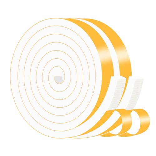 Image of Weather Stripping,High Density CR,Reduce Noise,1 in x 3 /8 in x 13Ft | Weather Stripping,Soundproof,Cold Insulation,Foam Insulation Tape for Door,Front Door Frame,Windows,Sliding Door,White