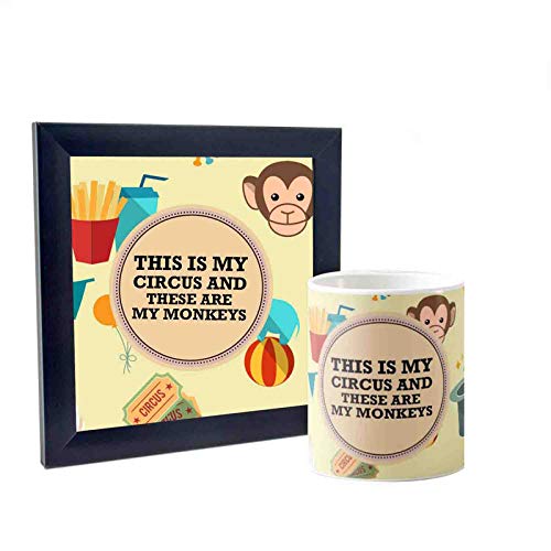 Designer Unicorn Printed Ceramic Mug This is My Circus & These are My Monkeys, Gifts for Mother (Mug + Frame)