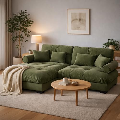 94 Velvet Modular Sofa with Ottoman and Deep Seats