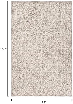 SAFAVIEH Trace Collection Area Rug - 6' x 9', Brown & Ivory, Handmade Wool, Ideal for High Traffic Areas in Living Room, Bedroom (TRC103T)