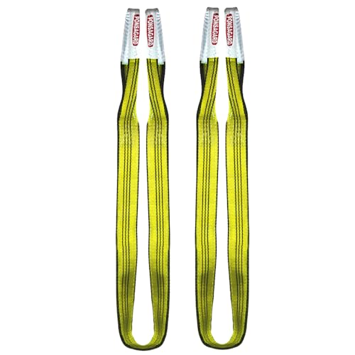 PONSA 3t-1m. Eslinga Plana de Doble Capa con 2 gazas 3 toneladas, 3000 kg - 1 Metros, con Tratamiento PONSAGARD contra Cortes y Anti rozamiento. (Pack 2 uds.)