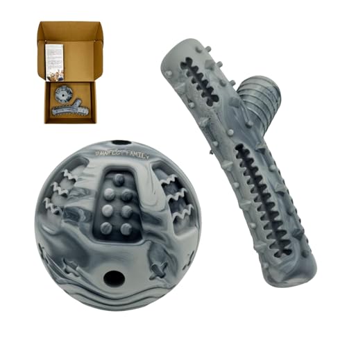 Pawfect Family® interaktives Naturkautschuk Leckerli Spielzeug Set für Hunde – Interaktiver Ball & Kauholz