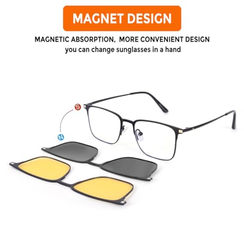 Image of HASHTAG EYEWEAR Stylish Magnetic Clip-On Sunglasses for Men and Women | Polarized UV Protection | Detachable Eyewear | Anti-Glare Clip On for Driving | Fashionable Shades